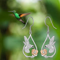 Minimalist Hummingbird Rose Hollow Drop Earrings, Small Creative Women's Accessories view 3