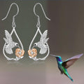 Minimalist Hummingbird Rose Hollow Drop Earrings, Small Creative Women's Accessories view 2