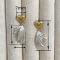 Two Tone Gold Silver Heart Fishtail Drop Earrings, Elegant Daily Date Accessory Jewelry view 4