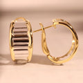 Simple Two Tone Jewelry Set, Wide Slant Stripe Color Block Ear Cuffs, Daily Fashion Womens Accessories Earrings view 2