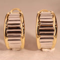 Simple Two Tone Jewelry Set, Wide Slant Stripe Color Block Ear Cuffs, Daily Fashion Womens Accessories Earrings view 1