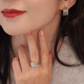 Simple Two Tone Jewelry Set, Wide Slant Stripe Color Block Ear Cuffs, Daily Fashion Womens Accessories Earrings view 3