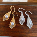 2026 New Elegant Faux Pearl Zircon Hollow Lace Geometric Stud Earrings For Women view 3