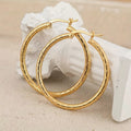 Korean Style Fine Ribbed Oversized Hoop Earrings For Women Sweet Cool Plain Ear Jewelry view 1