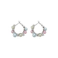 Dopamine Colorful Beaded Sparkling Zircon Hoop Earrings, Cream Sweet Girl Geometric Round Jewelry view 5