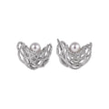 Luxury Crystal Beaded Woven Pearl Geometric Stud Earrings For Elegant Minimalist Style view 5