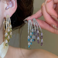 18K Gold Plated Copper Teardrop Zircon Stud Earrings Light Luxury Palace Style Formal Jewelry view 1