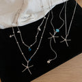 Alloy Starfish Sweater Necklace Summer Beach Vacation Style Collarbone Chain view 2