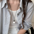 Minimalist Silver Alloy Water Drop Adjustable Long Collarbone Necklace For Women Old Money Style view 1