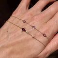 18K Gold Plated Copper Ruby Cross Bracelet, Modern Minimalist Geometric Luxury Jewelry For Women view 1