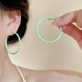 Colorful Enamel Iron Hoop Earrings For Women Geometric Round Statement Summer Jewelry view 2