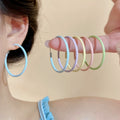 Colorful Enamel Iron Hoop Earrings For Women Geometric Round Statement Summer Jewelry view 3