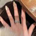 French Light Luxury Layered Teardrop Rhinestone Ring For Women view 4