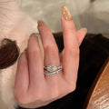 French Light Luxury Layered Teardrop Rhinestone Ring For Women view 3