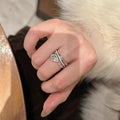 French Light Luxury Layered Teardrop Rhinestone Ring For Women view 2