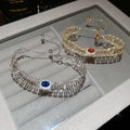 Light Luxury Oval Zircon Beaded Copper Bangle For Women, European American Vintage Style view 1