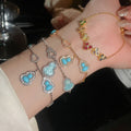 New Chinese Style Copper Bangle With Colorful Zircon Gourd Flower Geometric Circle Design view 1