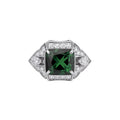 Light Luxury Copper Open Ring With Micro Pave Zircon Heart And Geometric Square Design view 5