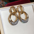 Alloy Rhinestone Irregular Geometric Round Stud Earrings Vintage Hong Kong Style Minimalist Jewelry view 2