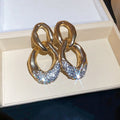 Alloy Rhinestone Irregular Geometric Round Stud Earrings Vintage Hong Kong Style Minimalist Jewelry view 4