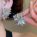 Alloy Sparkling Rhinestone Wing Stud Earrings For Women Irregular Geometric Minimalist Statement Style view 3