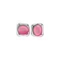 Korean Style Cat Eye Stone Geometric Stud Earrings, Vintage Light Luxury Oval Design view 5