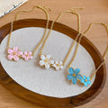 Colorful Enamel Flower Alloy Necklace Monet Garden Fairy Style Summer Collarbone Chain view 4