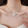 Colorful Enamel Flower Alloy Necklace Monet Garden Fairy Style Summer Collarbone Chain view 3