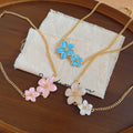 Colorful Enamel Flower Alloy Necklace Monet Garden Fairy Style Summer Collarbone Chain view 2