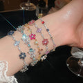 Copper Zircon Flower Bangle, Light Luxury Vintage Palace Style Fashion Bracelet view 2