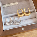 Minimalist Frosted Copper U Shaped Oval Stud Earrings, Light Luxury Fashion Ear Jewelry view 4
