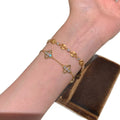 Vintage Light Luxury Copper Rhinestone Flower Beaded Bracelet Elegant Versatile Hand Jewelry view 5