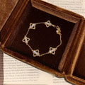 Vintage Light Luxury Copper Rhinestone Flower Beaded Bracelet Elegant Versatile Hand Jewelry view 2