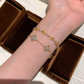 Vintage Light Luxury Copper Rhinestone Flower Beaded Bracelet Elegant Versatile Hand Jewelry view 1