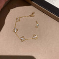 Vintage Light Luxury Copper Rhinestone Flower Beaded Bracelet Elegant Versatile Hand Jewelry view 4
