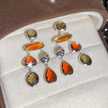 Vintage Maillard Artificial Crystal Teardrop Tassel Drop Earrings With Silver Needle Studs view 2