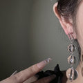 Minimalist Geometric Round Beaded Artificial Crystal Stud Earrings Chic Style view 3