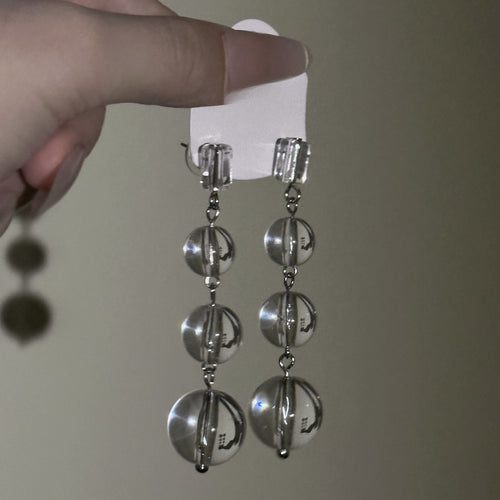 Minimalist Geometric Round Beaded Artificial Crystal Stud Earrings Chic Style