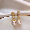 French Vintage Hollow Rhinestone Faux Pearl Stud Earrings Elegant Light Luxury Jewelry For Women view 4