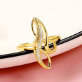 Women's Exaggerated Curved Ring With Gold Color Round Design Micro Pave Cross Band view 3