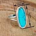 Oval Geometric Faux Turquoise Sticker Ring, Niche UV Sealed Statement Jewelry For Women view 4