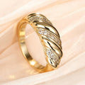 Fashion Twisted Zircon Ring For Women, Simple Textured Spiral Three Dimensional Finger Jewelry view 2