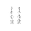 Transparent Glass Bead Round Pendant Tassel Drop Earrings With Silver Posts For Women view 5