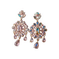 Alloy Rhinestone Flower Teardrop Drop Earrings Light Luxury Silver Needle Stud Style view 5