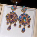 Alloy Rhinestone Flower Teardrop Drop Earrings Light Luxury Silver Needle Stud Style view 2