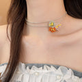 Light Luxury Glass Crystal Beaded Flower Multilayer Choker Necklace For Women Summer Collarbone Jewelry view 3