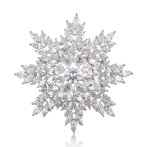 Metal Alloy Rhinestone Snowflake Brooch Pin For Christmas Coat Decor