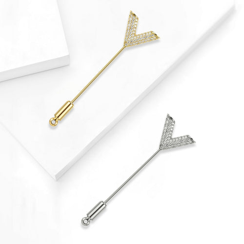 Gold Plated Copper V Shape Brooch Pin For Fashion Apparel