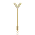 Gold Plated Copper V Shape Brooch Pin For Fashion Apparel view 1