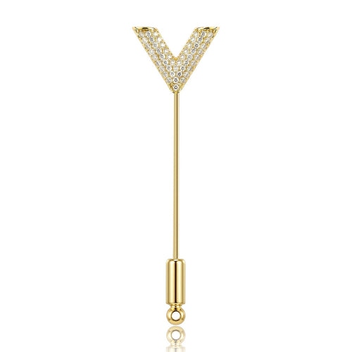 Gold Plated Copper V Shape Brooch Pin For Fashion Apparel